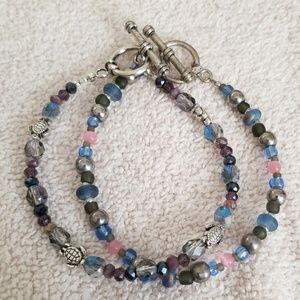 Coordinating stackable glass beaded bracelets
